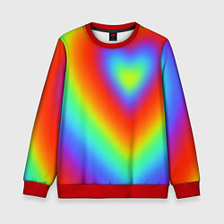 Свитшот детский Сердце - радужный градиент, цвет: 3D-красный