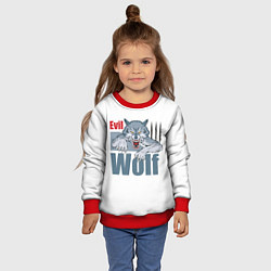 Свитшот детский Злой волк - оскал, цвет: 3D-красный — фото 2