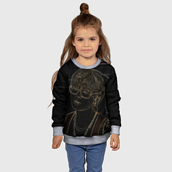 Свитшот детский Тэхен в темном стиле, цвет: 3D-меланж — фото 2
