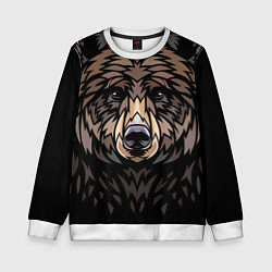Свитшот детский Медведь в этническом стиле, цвет: 3D-белый