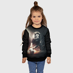 Свитшот детский Лев с футбольным мячом, цвет: 3D-черный — фото 2