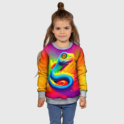 Свитшот детский Змейка в красках, цвет: 3D-меланж — фото 2