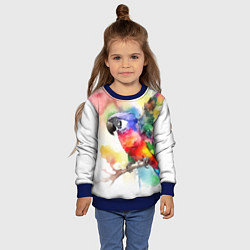 Свитшот детский Разноцветный акварельный попугай, цвет: 3D-синий — фото 2