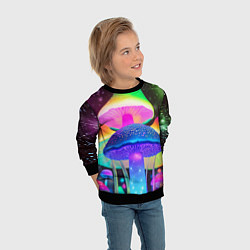 Свитшот детский Волшебные светящиеся грибы и звезды, цвет: 3D-черный — фото 2