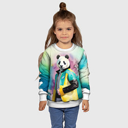 Свитшот детский Прикольный панда в модной куртке, цвет: 3D-белый — фото 2