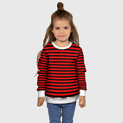 Свитшот детский Черно-красные полосы, цвет: 3D-белый — фото 2