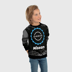 Свитшот детский Nissan в стиле Top Gear со следами шин на фоне, цвет: 3D-черный — фото 2