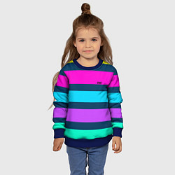 Свитшот детский Разноцветные неоновые полосы, цвет: 3D-синий — фото 2