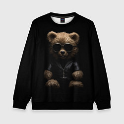 Свитшот детский Брутальный плюшевый медведь, цвет: 3D-черный