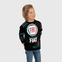 Свитшот детский Значок Fiat в стиле glitch на темном фоне, цвет: 3D-черный — фото 2