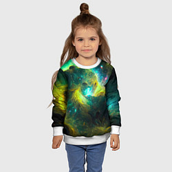 Свитшот детский Небула в космосе в зеленых тонах - нейронная сеть, цвет: 3D-белый — фото 2