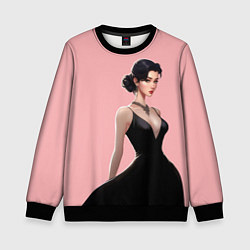 Свитшот детский Girl in black dress - pink, цвет: 3D-черный