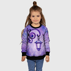 Свитшот детский Уличный фиолетовый фонарь, цвет: 3D-черный — фото 2
