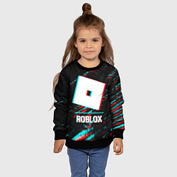 Свитшот детский Roblox в стиле glitch и баги графики на темном фон, цвет: 3D-черный — фото 2