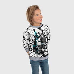 Свитшот детский Panda samurai on the background of blots, цвет: 3D-меланж — фото 2