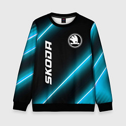 Свитшот детский Skoda неоновые лампы, цвет: 3D-черный