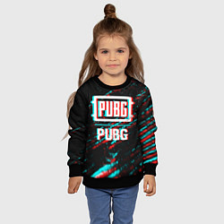 Свитшот детский PUBG в стиле glitch и баги графики на темном фоне, цвет: 3D-черный — фото 2