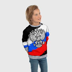 Свитшот детский Триколор - герб РФ, цвет: 3D-меланж — фото 2
