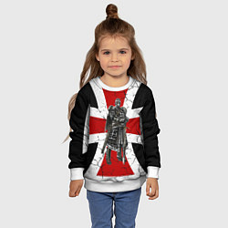 Свитшот детский Рыцарь на фоне мальтийского креста, цвет: 3D-белый — фото 2