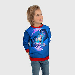 Свитшот детский Хонкай Стар Рейл: Серебряный Волк, цвет: 3D-красный — фото 2