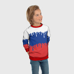 Свитшот детский Флаг России - потёки, цвет: 3D-красный — фото 2