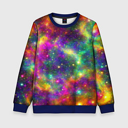 Свитшот детский Яркий неоновый космос, цвет: 3D-синий