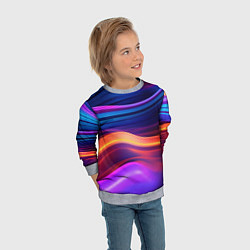 Свитшот детский Волнистые неоновые линии, цвет: 3D-меланж — фото 2