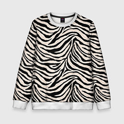 Свитшот детский Полосатая шкура зебры, белого тигра, цвет: 3D-белый