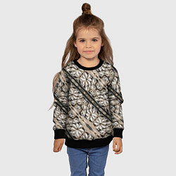 Свитшот детский Бежевые деревянные цветы, цвет: 3D-черный — фото 2