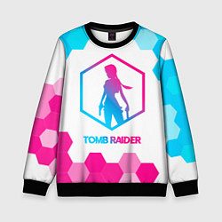 Свитшот детский Tomb Raider neon gradient style, цвет: 3D-черный