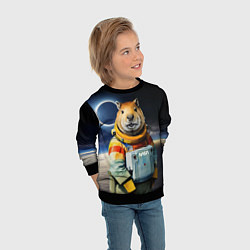 Свитшот детский Capy astronaut - Nasa - neural network, цвет: 3D-черный — фото 2