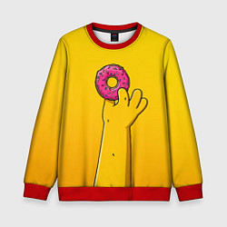 Свитшот детский Гомер и пончик, цвет: 3D-красный