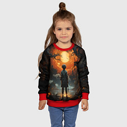 Свитшот детский Мальчик смотрит на замок - нейросеть, цвет: 3D-красный — фото 2