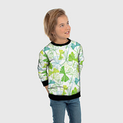 Свитшот детский Зеленая листва, цвет: 3D-черный — фото 2