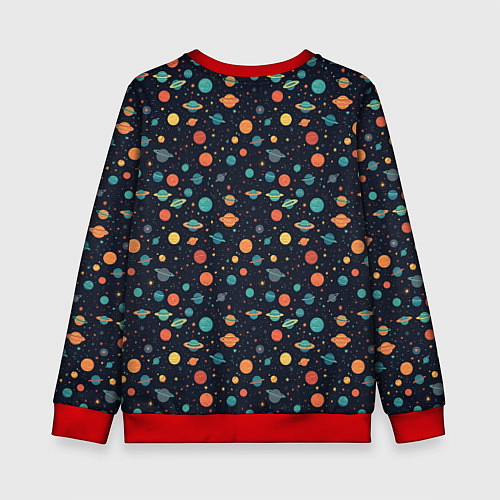 Детский свитшот Темный космос с планетами паттерн / 3D-Красный – фото 2