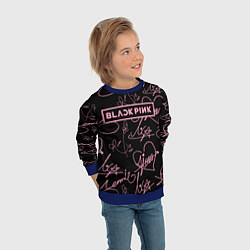 Свитшот детский Блэкпинк - розовые автографы, цвет: 3D-синий — фото 2