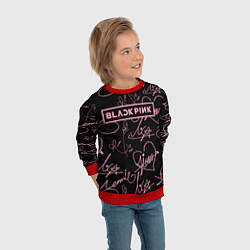 Свитшот детский Блэкпинк - розовые автографы, цвет: 3D-красный — фото 2