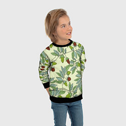 Свитшот детский Зелененькие листья, цвет: 3D-черный — фото 2
