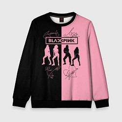 Свитшот детский Blackpink силуэт девушек, цвет: 3D-черный