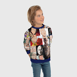 Свитшот детский Saitama - many faces, цвет: 3D-синий — фото 2