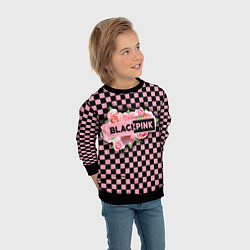 Свитшот детский Blackpink logo roses, цвет: 3D-черный — фото 2