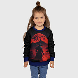 Свитшот детский Самурай, деревня и луна - мрачный, цвет: 3D-синий — фото 2
