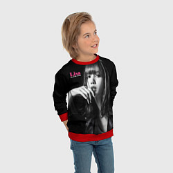Свитшот детский Blackpink Lisa in leather jacket, цвет: 3D-красный — фото 2