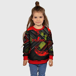 Свитшот детский CS GO abstract green red, цвет: 3D-красный — фото 2