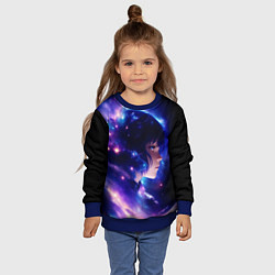 Свитшот детский Космическая женщина, цвет: 3D-синий — фото 2
