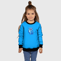 Свитшот детский Мультяшная сова голубой, цвет: 3D-черный — фото 2
