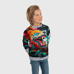 Свитшот детский Художественный дракон от нейросети, цвет: 3D-меланж — фото 2