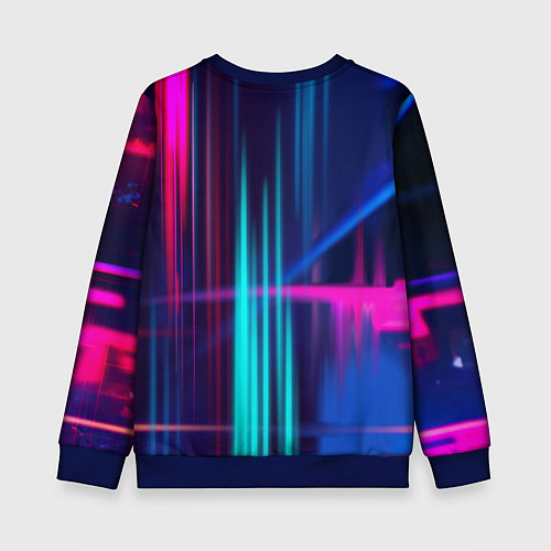 Детский свитшот Кибер-девушка неон аниме / 3D-Синий – фото 2