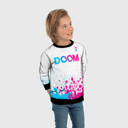 Свитшот детский Doom neon gradient style: символ сверху, цвет: 3D-черный — фото 2