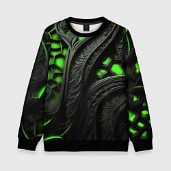 Свитшот детский Green black abstract, цвет: 3D-черный